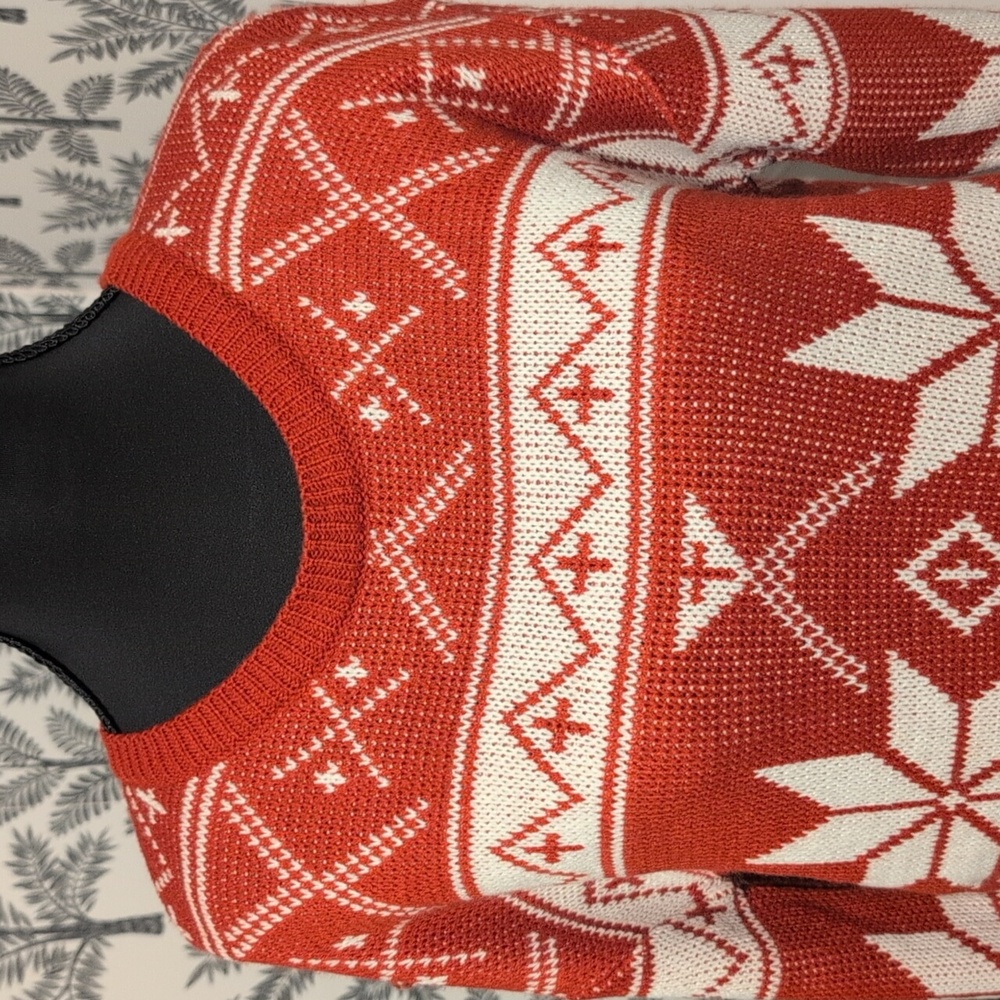 POL Red and White Patterned Women's Sweater - Picture 3 of 5